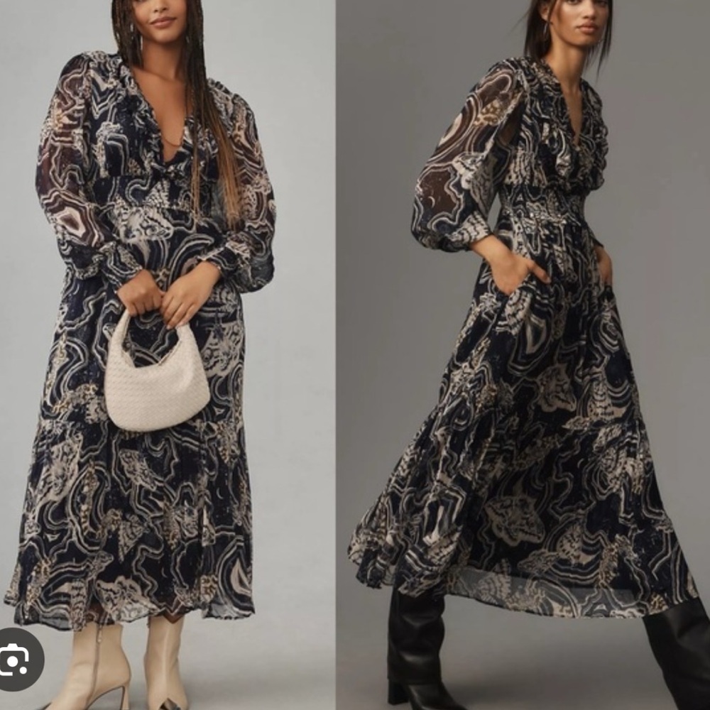 Printer Johnson Textured Midi Dress